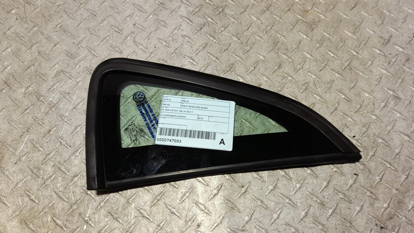 View Auto part Right Rear Side Glass Volkswagen Polo 2015