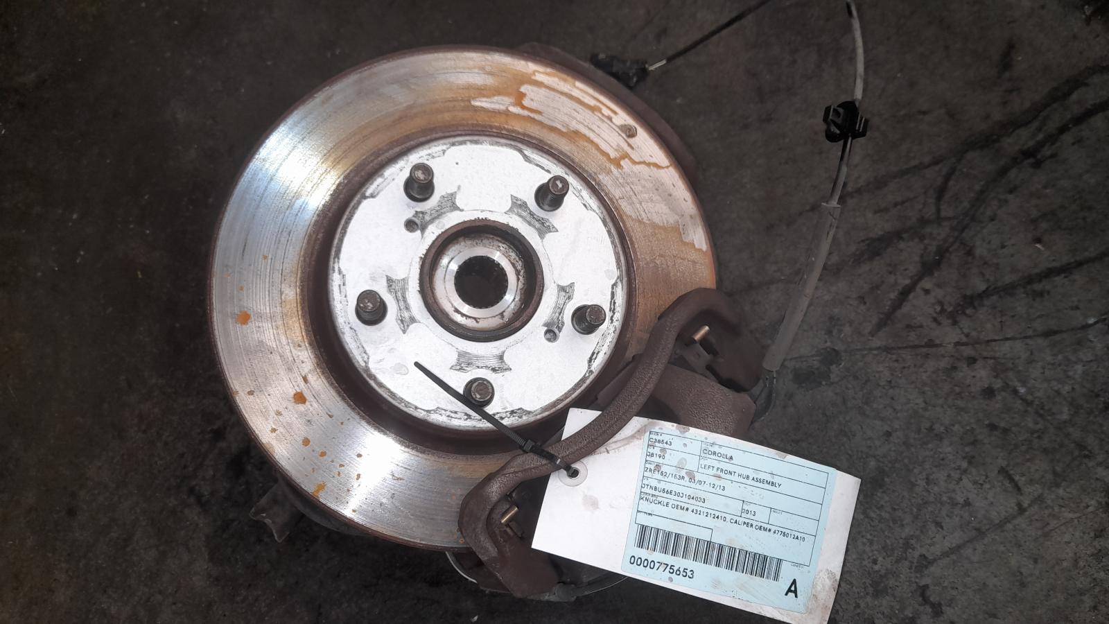 View Auto part Left Front Hub Assembly Toyota Corolla 2013