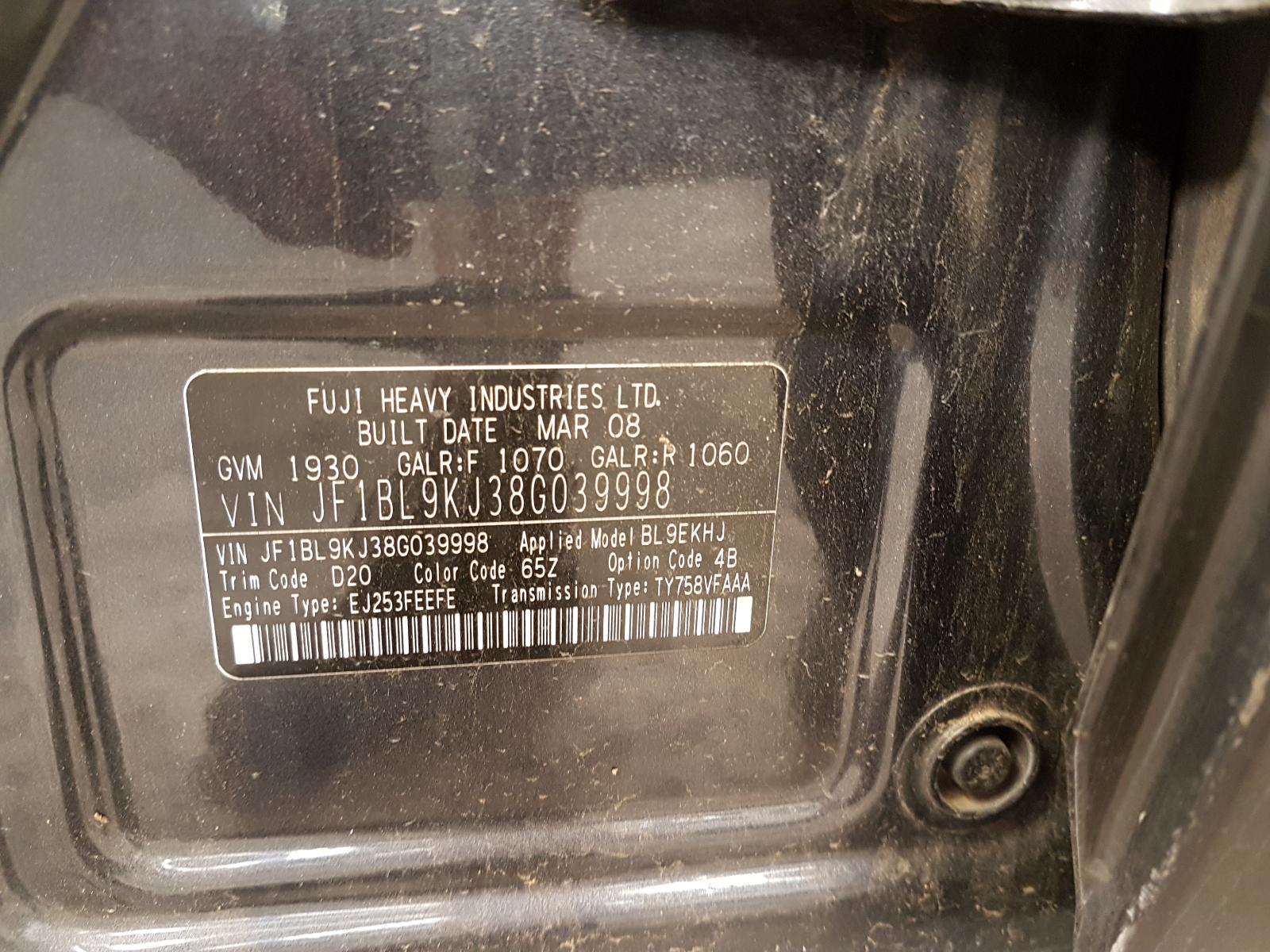 View Auto part Left Taillight Subaru Liberty 2008