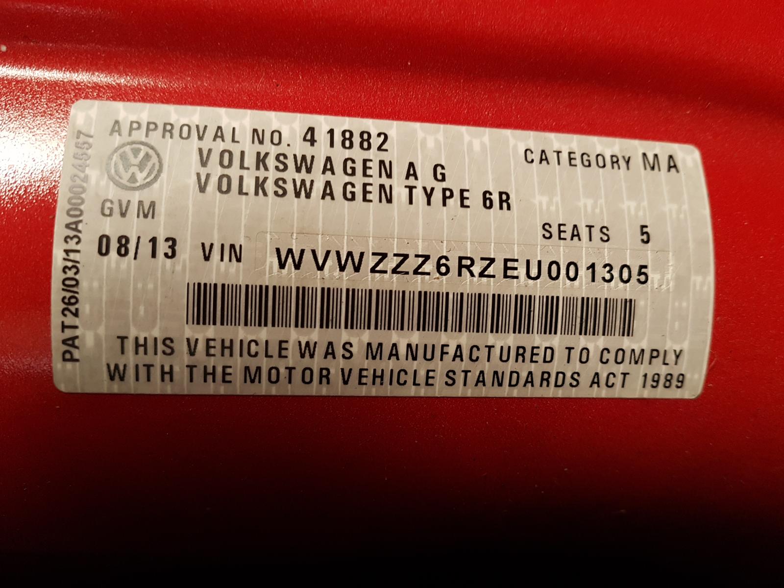 View Auto part Airbag Module/Sensor Volkswagen Polo 2013