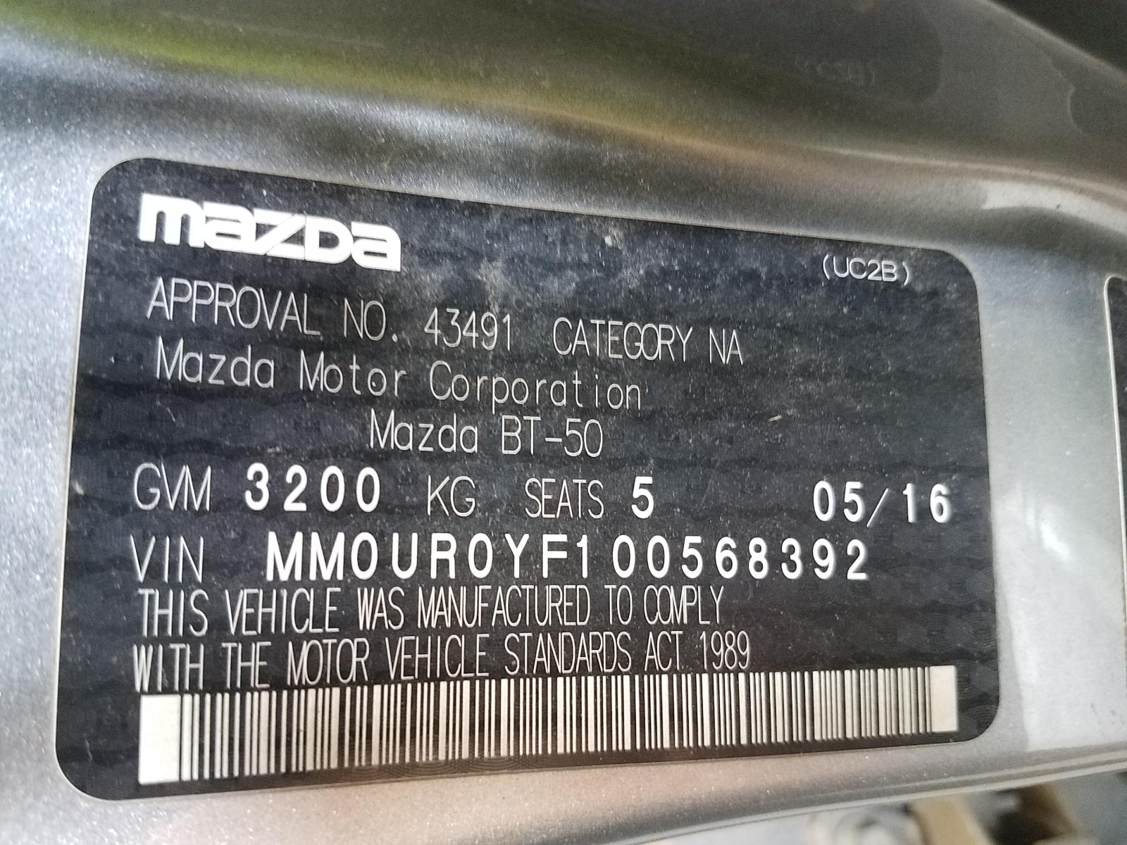 2016 Mazda Bt50 Seatbelt/Stalk View Auto part Seatbelt/Stalk Mazda Bt50 2016