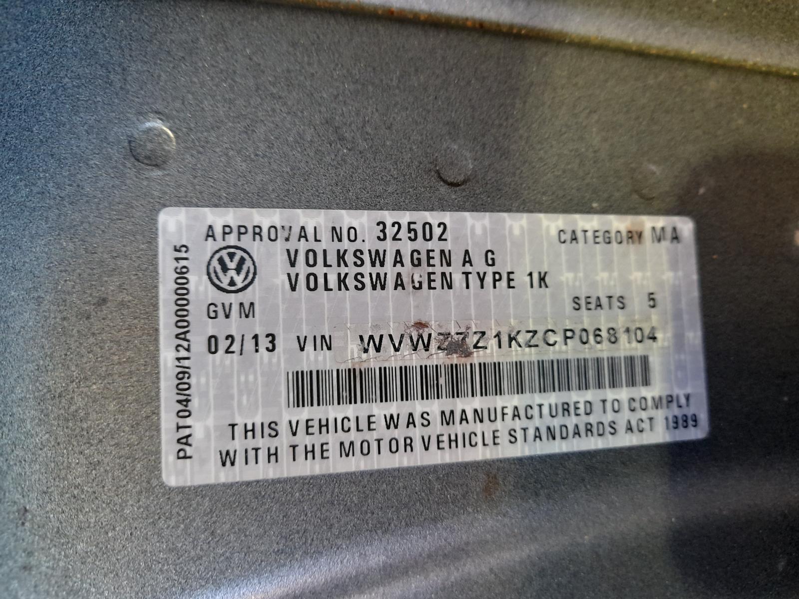 View Auto part Trans/Gearbox Volkswagen Golf 2011
