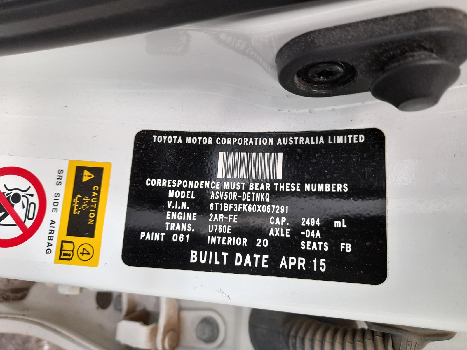 2015 Toyota Camry Sunvisor View Auto part Sunvisor Toyota Camry 2015