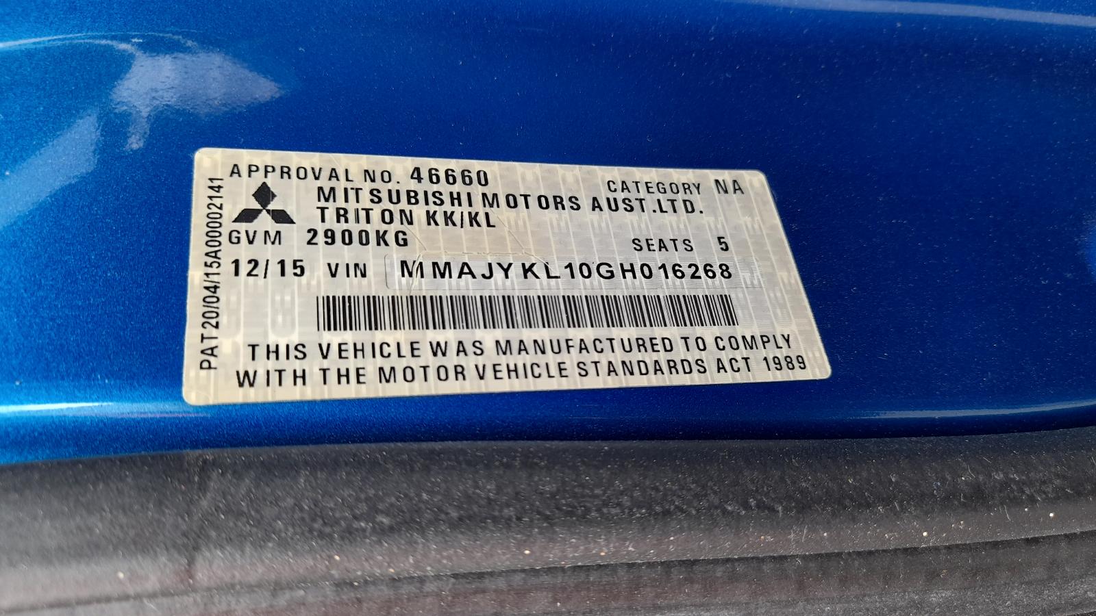 View Auto part Airbag Module/Sensor Mitsubishi Triton 2015