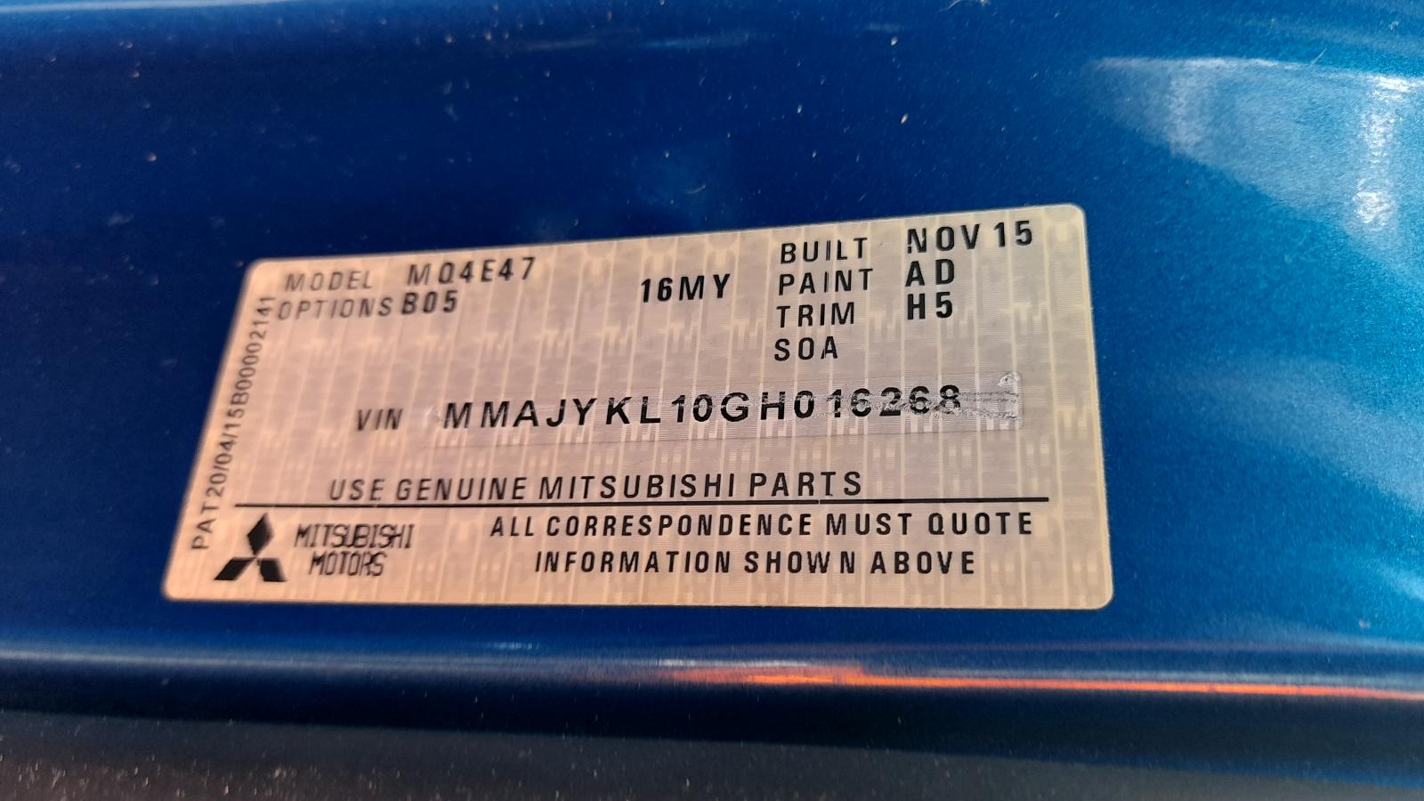 View Auto part Airbag Module/Sensor Mitsubishi Triton 2015