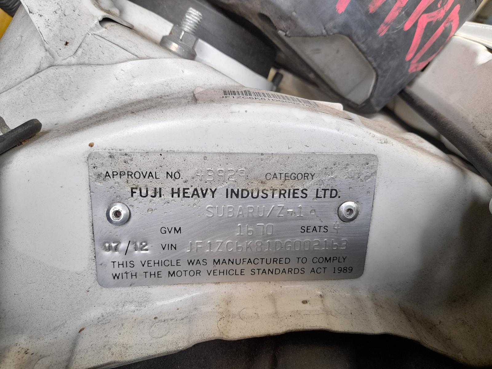2012 Subaru Brz Trans/Gearbox View Auto part Trans/Gearbox Subaru Brz 2012