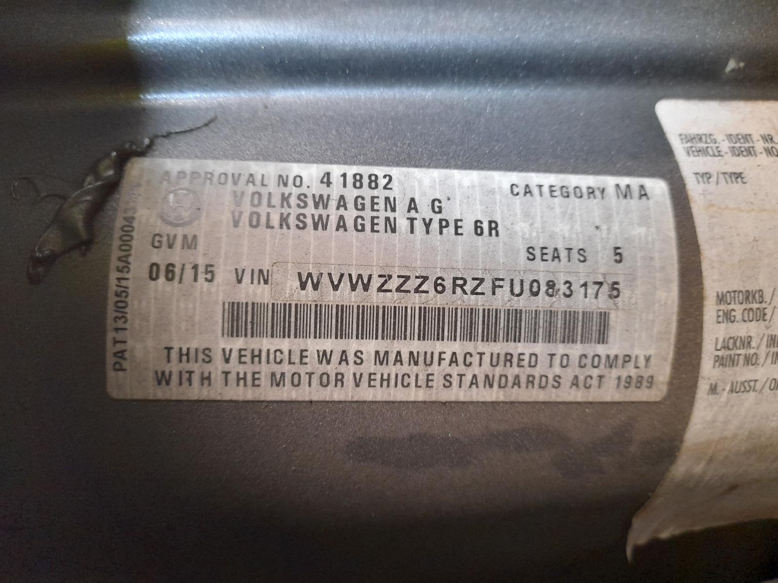 2015 Volkswagen Polo Engine View Auto part Engine Volkswagen Polo 2015