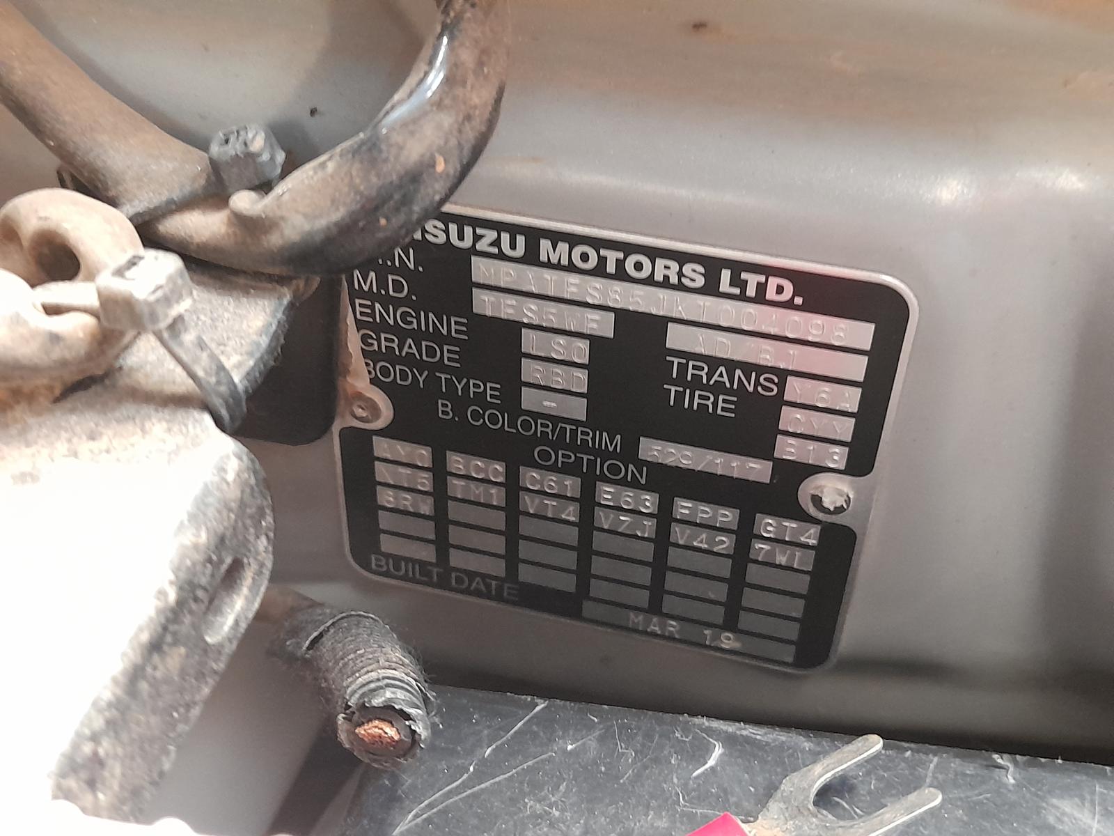 2019 Isuzu Dmax Airbag Module/Sensor View Auto part Airbag Module/Sensor Isuzu Dmax 2019