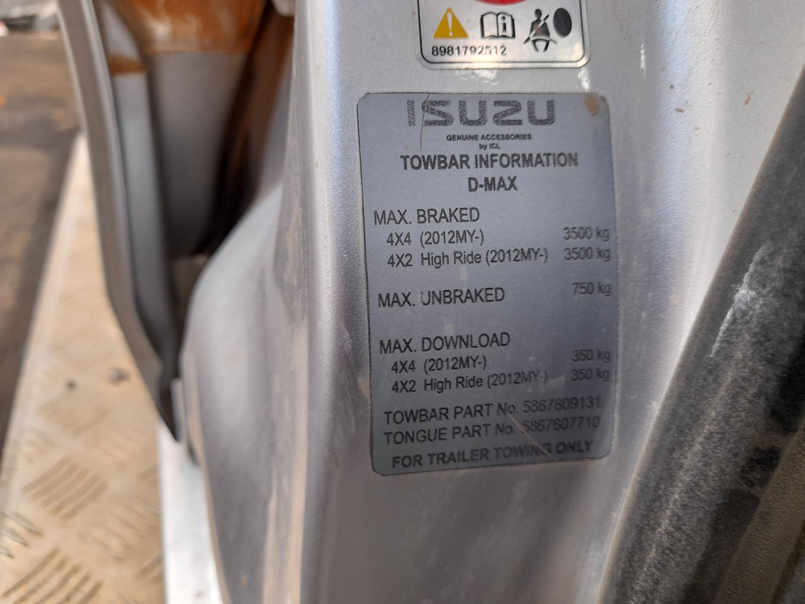 2019 Isuzu Dmax Airbag Module/Sensor View Auto part Airbag Module/Sensor Isuzu Dmax 2019