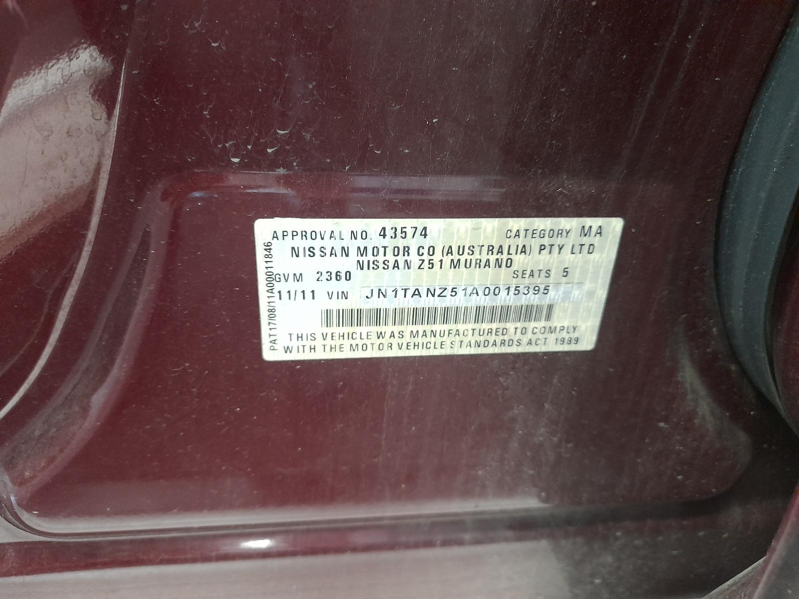 View Auto part Right Front Door Nissan Murano 2011