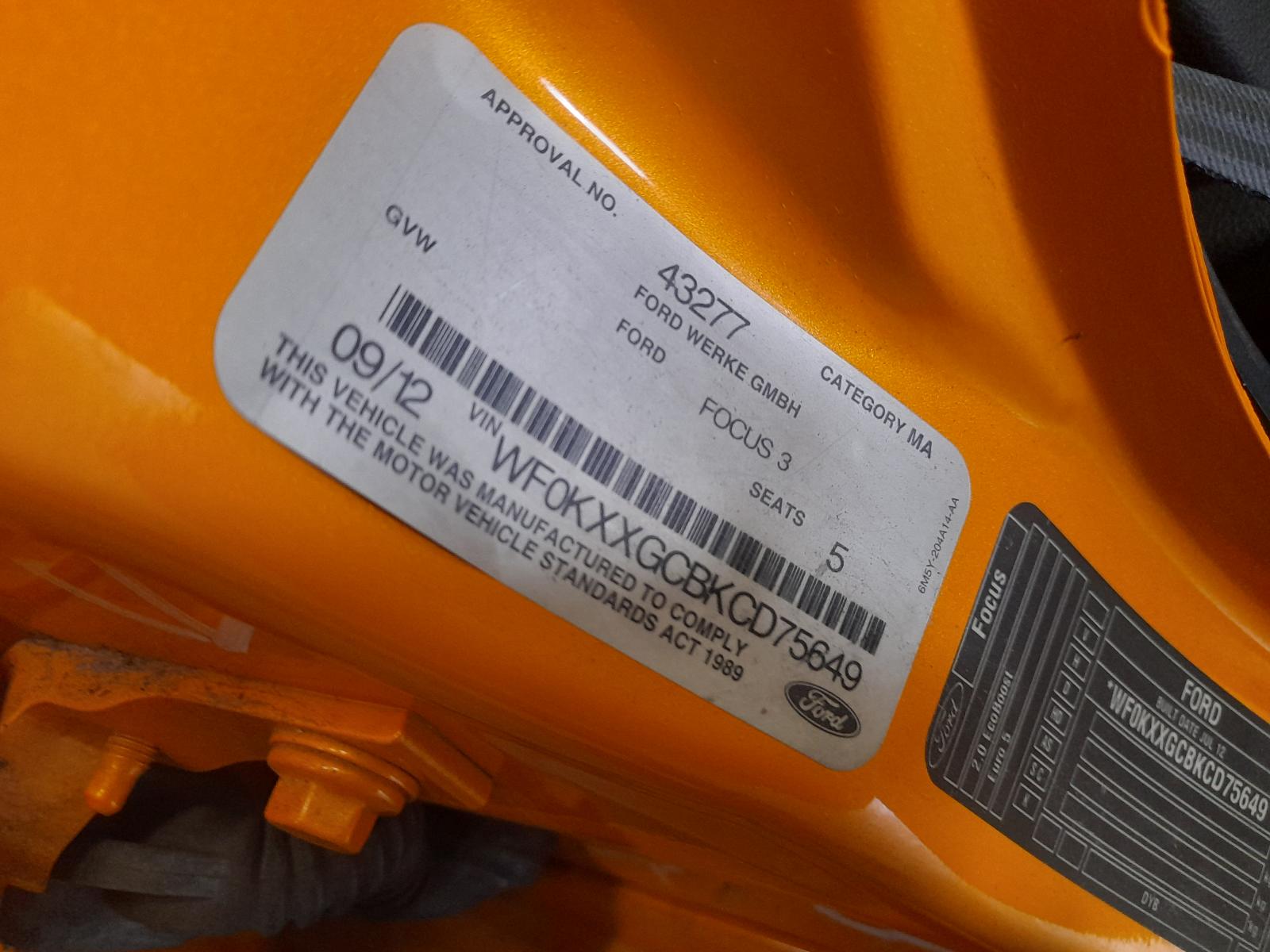 2012 Ford Focus Front Seat View Auto part Front Seat Ford Focus 2012