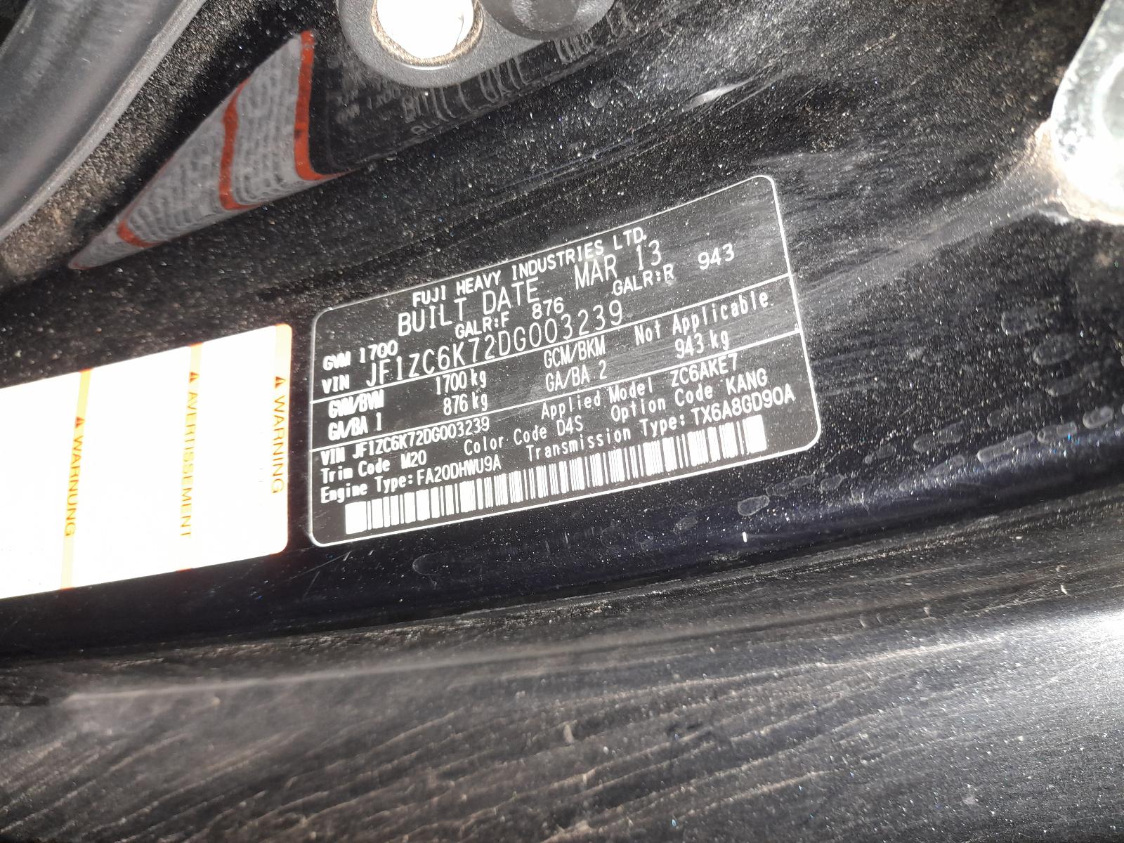 View Auto part Trans/Gearbox Subaru Brz 2013