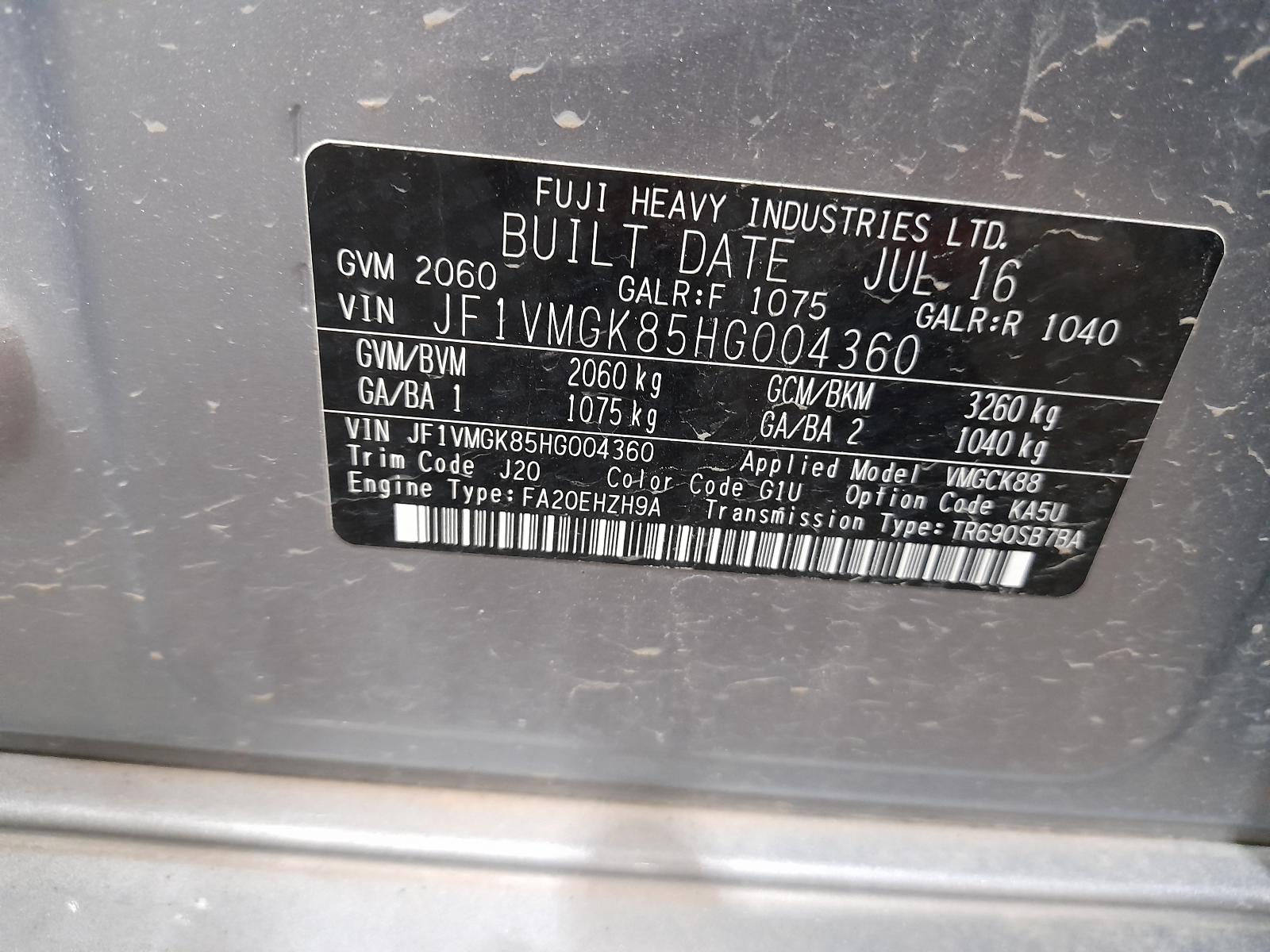 2016 Subaru Levorg Airbag Module/Sensor View Auto part Airbag Module/Sensor Subaru Levorg 2016