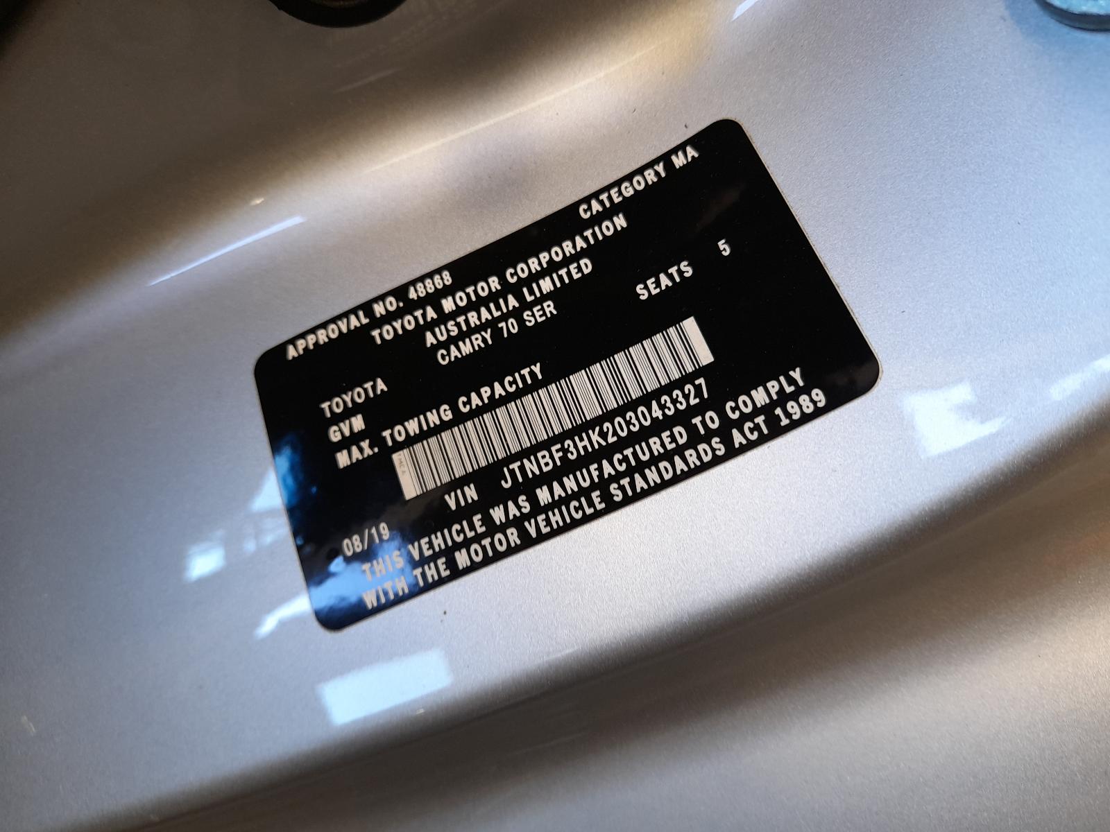 2019 Toyota Camry Right Front Door View Auto part Right Front Door Toyota Camry 2019