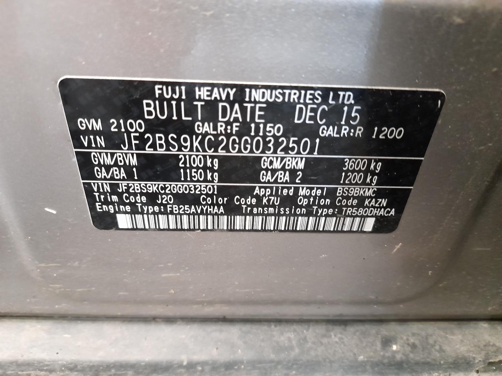 View Auto part Right Taillight Subaru Outback 2015