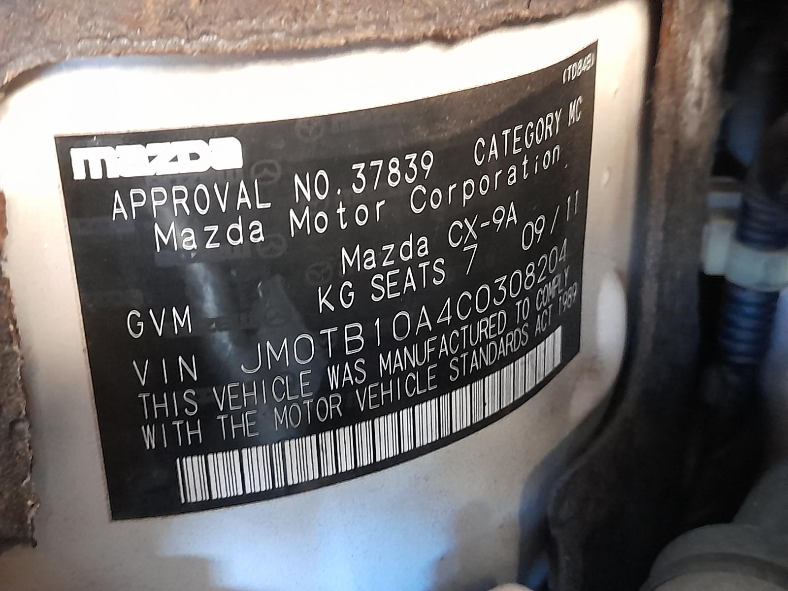 Air Cleaner/Box Cx9 Mazda 2011