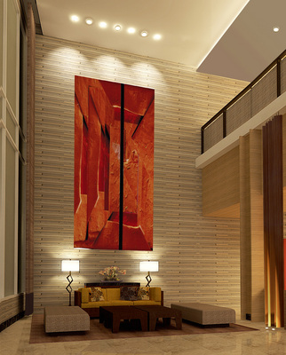 Lobby lounge with artwork