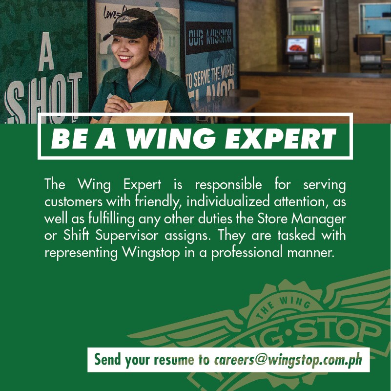 Working at Wingstop Philippines Inc. , Job Opening & Hiring November