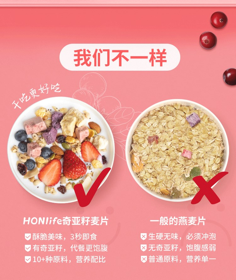 新加坡现货 Honlife好麦多奇亚籽谷物酸奶水果麦片折扣优惠 番薯游
