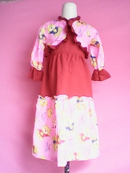 Baju Muslim Anak + Kerudung Motif Beruang Pendek
