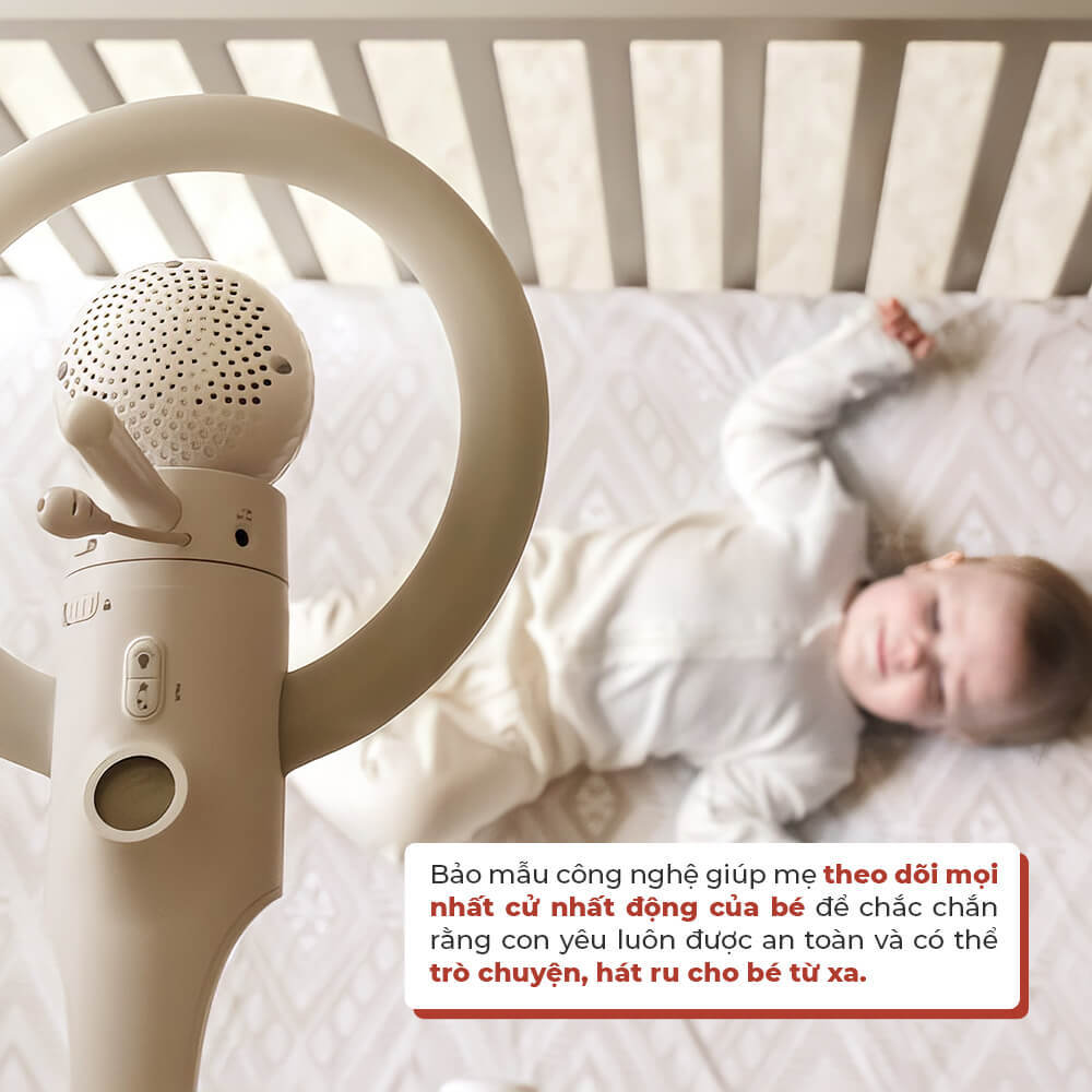 Thiết bị công nghệ thông minh theo dõi mọi cử động của bé, hỗ trợ mẹ bỉm hiện đại chăm sóc con dễ dàng hơn. Thể hiện sự an toàn cho bé, mang lại sự thư thái cho mẹ và giúp cuộc sống mẹ và bé trở nên thuận tiện hơn.