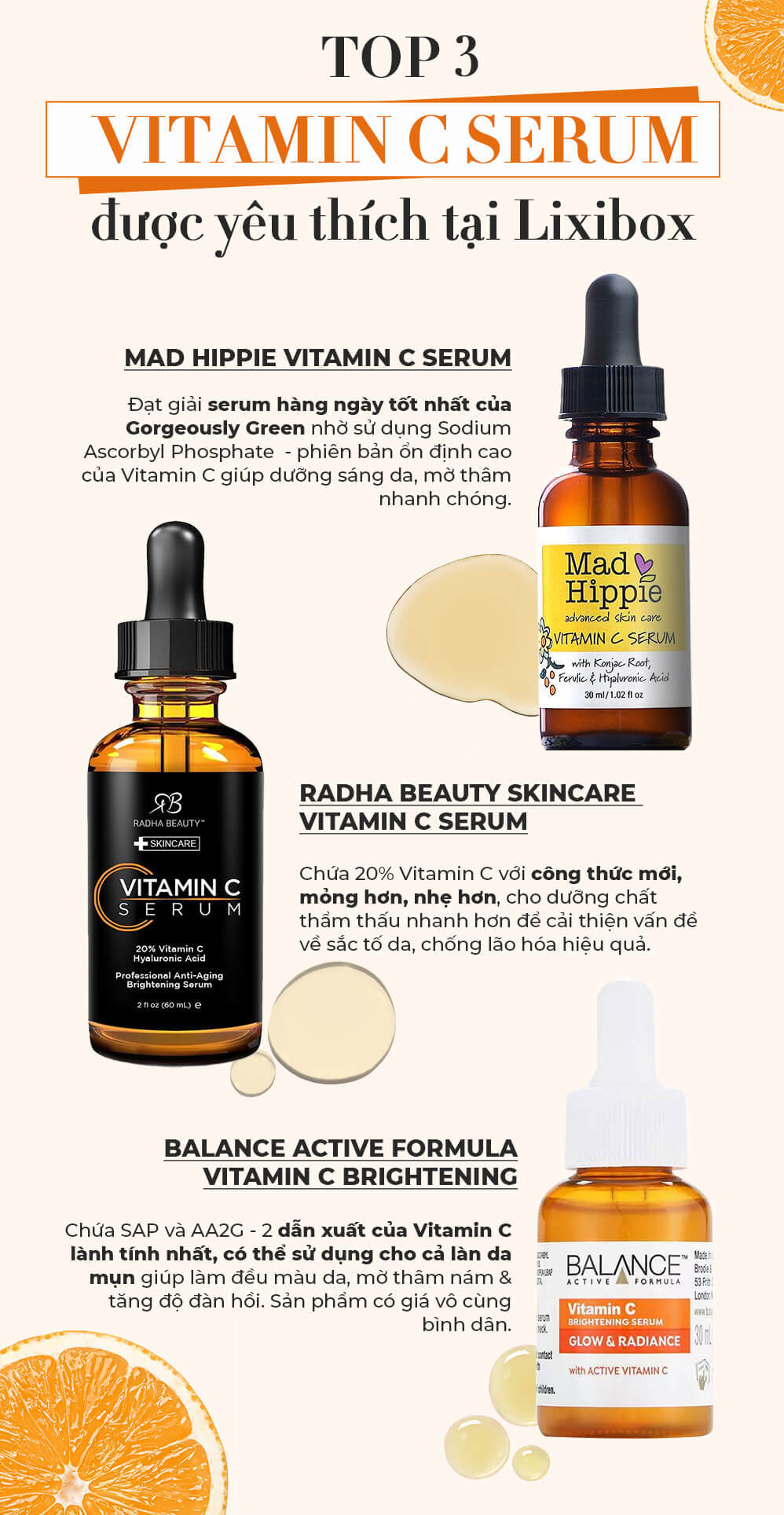 Dùng Vitamin C da không sáng mà còn đen sạm, 90% cô nàng đã mắc 1 trong 4 sai lầm sau; Vitamin C là thành phần mỹ phẩm nổi tiếng trong dưỡng trắng, nhưng nhiều người vẫn gặp vấn đề. Kiểm tra những sai lầm khi dùng serum C để tránh tác dụng phụ.
