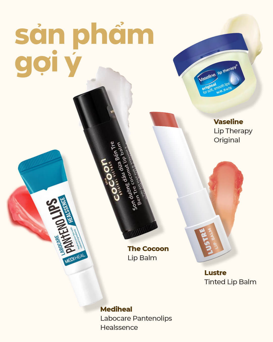 Bài viết giới thiệu sản phẩm tẩy tế bào chết môi The Cocoon Dak Lak Coffee Lip Scrub giá 68k, được đánh giá 5 sao tại Lixibox, cùng các sản phẩm dưỡng môi khác như Vaseline và Mediheal.