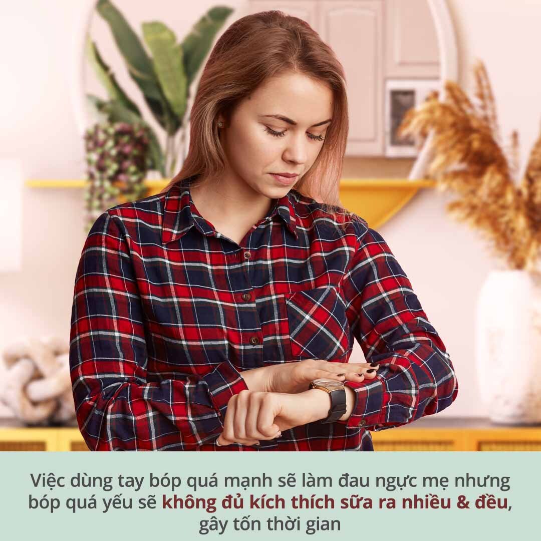 Bài viết giải thích lý do mẹ không nên vắt sữa bằng tay, nhấn mạnh nguy cơ sức khỏe và ảnh hưởng đến hình dáng ngực, đồng thời đưa ra lợi ích của máy hút sữa tốt nhất cho mẹ và bé.