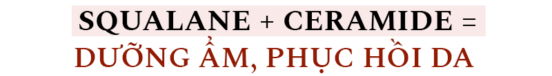 Squalane + Ceramide = Dưỡng ẩm, phục hồi da. Kết hợp các thành phần chống lão hóa như vitamin C, retinol, Niacinamide, Hyaluronic Acid (HA) và squalane để tăng cường hiệu quả chăm sóc da.