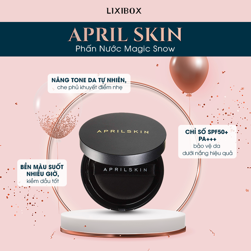 Bảng  màu phấn nước Magic Snow của APRILSKIN mang đến trang điểm tự nhiên với chỉ số SPF50+ PA+++, che khuyết điểm, giữ màu lâu, và sẽ là một trong những sản phẩm yêu thích tại Lixibox Holy Grail Awards 2021. Cùng bình chọn sản phẩm trang điểm tốt nhất!