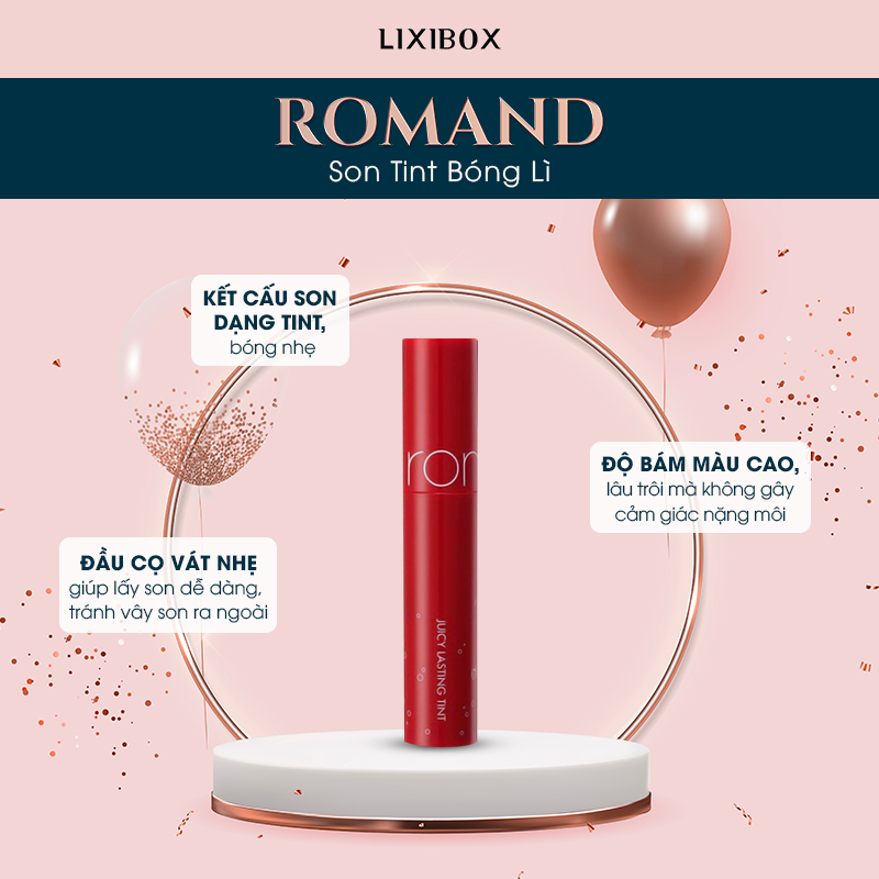 Son Tint Bóng Li Romand với kết cấu nhẹ, độ bám màu cao, giúp các tín đồ trang điểm tự tin. Tham gia bình chọn cho sản phẩm yêu thích tại Lixibox Holy Grail Awards 2021 để nhận quà tặng hấp dẫn!