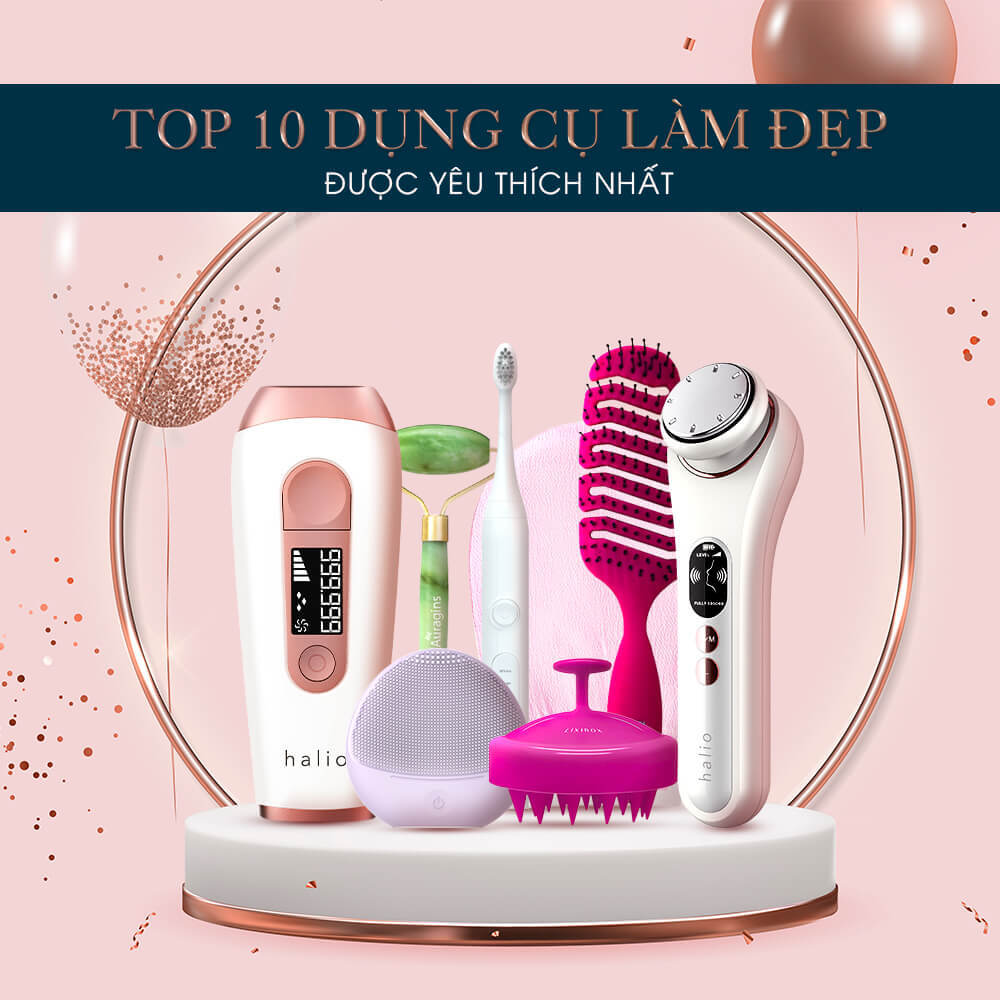 Top 10 dụng cụ làm đẹp được yêu thích nhất năm 2021 tại Lixibox Holy Grail Awards, bao gồm các sản phẩm như halio, Radha, và mad hippie, giúp bạn chọn lựa sản phẩm dưỡng da và trang điểm tốt nhất.