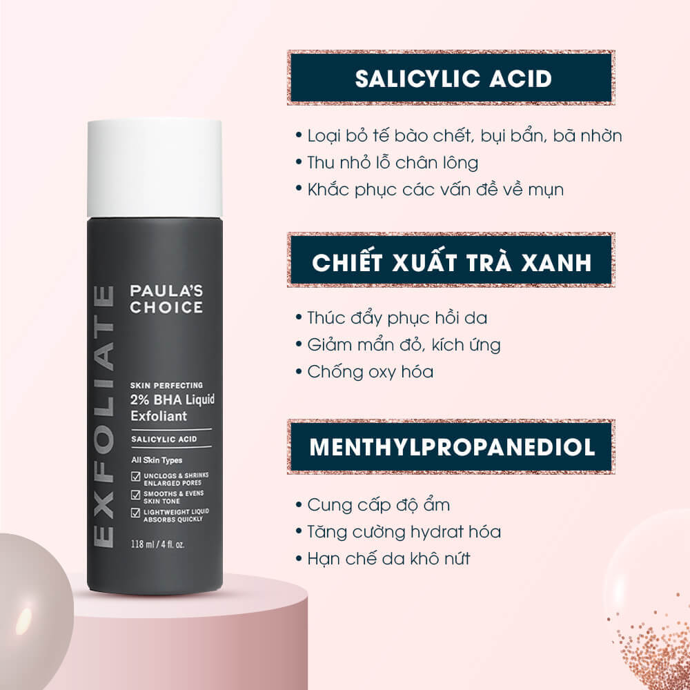 Lixibox Holy Grail Awards 2021, Paula's Choice Skin Perfecting 2% BHA Liquid Exfoliant được vinh danh là "Sản phẩm dưỡng da được yêu thích nhất". Sản phẩm với salicylic acid, chiết xuất trà xanh, và menthylpropanediol giúp loại bỏ tế bào chết, thu nhỏ lỗ chân lông, và cung cấp độ ẩm.