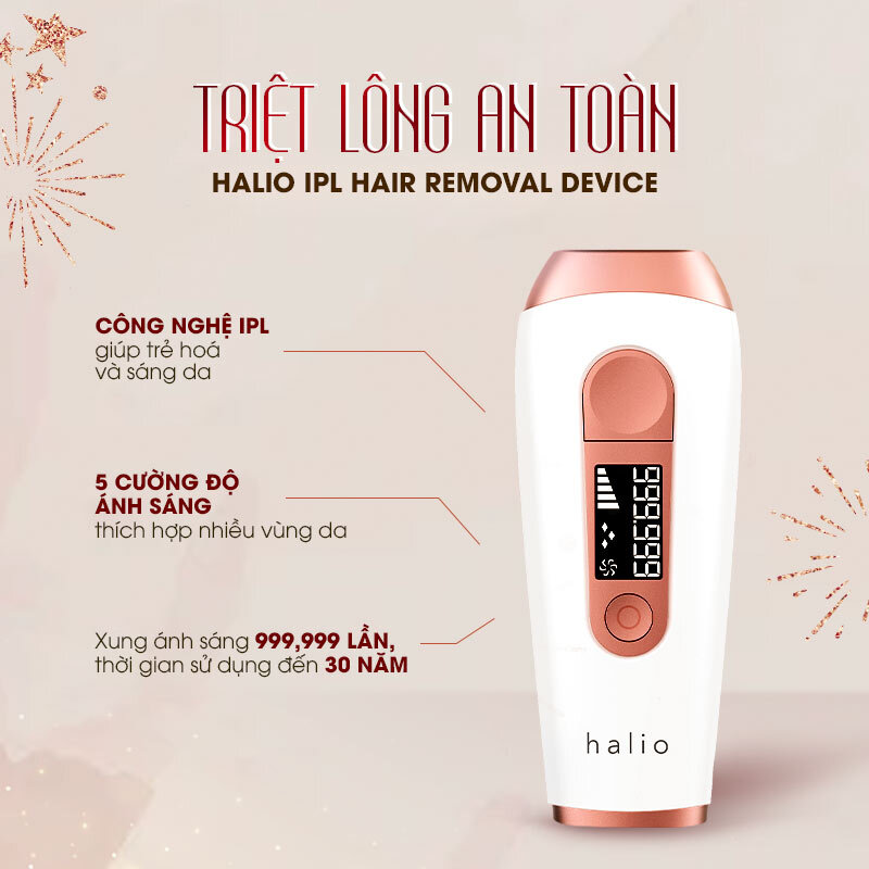 Triệt lông an toàn với Máy Triệt Lông Cá Nhân Halio IPL. Công nghệ IPL giúp trẻ hóa, sáng da. Tùy chỉnh 5 cường độ ánh sáng phù hợp với nhiều vùng da. Xung ánh sáng 999,999 lần, thời gian sử dụng lên đến 30 năm. Khắc phục sai lầm trong triệt lông để bảo vệ làn da.