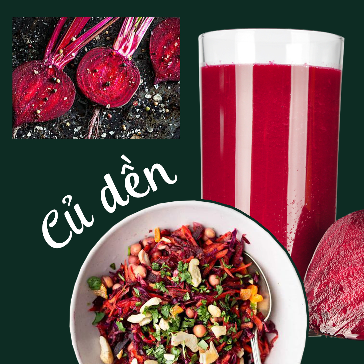 Củ dền tươi sống và món salad củ dền, cùng với ly nước ép củ dền nổi bật trên nền màu xanh. Bài viết khám phá tác động của việc ăn bánh mứt, kẹo ngày Tết đến sữa mẹ, giúp mẹ và bé hiểu rõ hơn về sữa mẹ nóng và các món ăn giúp tăng cường sức khỏe.