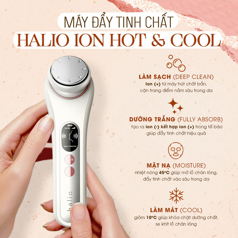 Máy đẩy tinh chất Halio Ion Hot & Cool giúp làm sạch, dưỡng trắng, cung cấp độ ẩm và làm mát cho da. Những lưu ý khi đắp mặt nạ, sai lầm khi đắp mặt nạ và cách đắp mặt nạ đúng cách để chăm sóc da hiệu quả.
