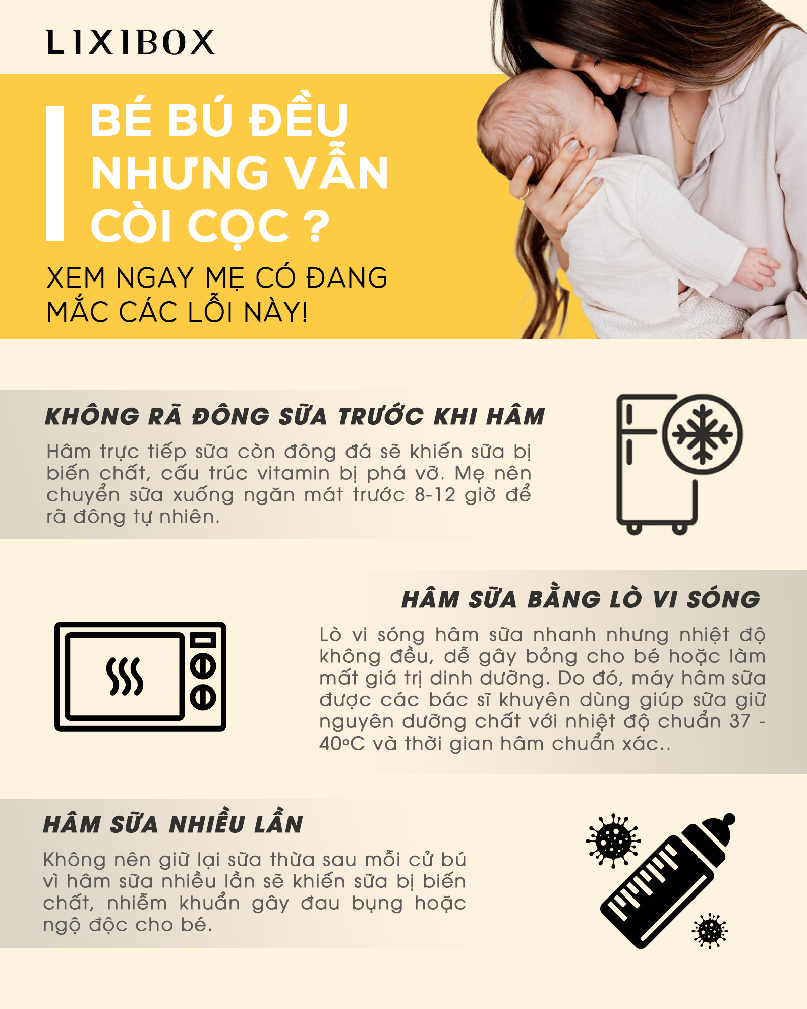 Bé bú đều nhưng vẫn còi cọc? Mẹ cần chú ý khi hâm sữa để giữ dinh dưỡng, tránh hư hỏng vitamin và khoáng chất. Tìm hiểu cách hâm sữa đúng cách và đảm bảo sức khỏe cho mẹ và bé.