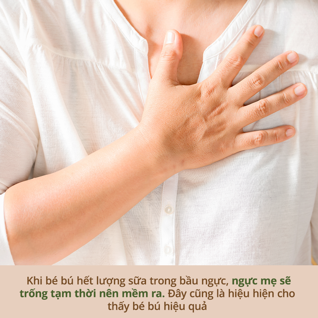 Khi bé bú hết lượng sữa trong bầu ngực, ngực mẹ sẽ trống tạm thời nên mềm ra. Đây cũng là hiệu hiện cho thấy bé bú hiệu quả. Xem ngay 5 dấu hiệu bé bú no để mẹ có thêm thông tin giúp bé phát triển.