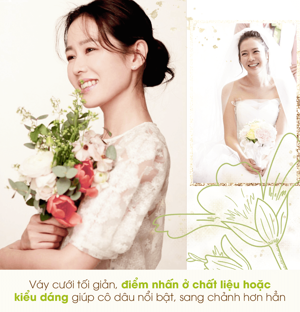 Visual ngút ngàn của cô dâu Son Ye Jin trong đám cưới Hyun Bin, với trang điểm nhẹ nhàng và chiếc váy cưới gần nửa tỷ, khoe sắc rạng rỡ bên chú rể. Chiếc váy cưới đơn giản nhưng kiêu sa, nổi bật từng chi tiết và mang đến vẻ đẹp hoàn hảo.