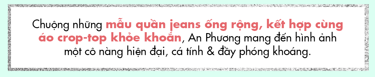 Mẫu quần jeans ống rộng kết hợp với áo crop-top khỏe khoắn mang đến hình ảnh năng động, cá tính cho phái nữ, là gợi ý tuyệt vời cho cách phối đồ du lịch của beauty tiktoker như changmakeup, chloe nguyen.