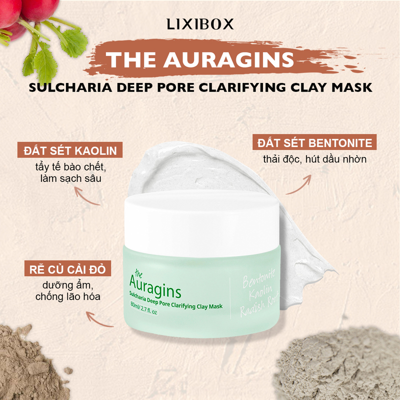 Mặt nạ đất sét The Auragins Sulcharia với thành phần đất sét Kaolin và Bentonit giúp làm sạch sâu lỗ chân lông, kiểm soát dầu nhờn, giữ ẩm và chống lão hóa cho làn da. Khám phá 5 loại mặt nạ đất sét phổ biến được các tín đồ làm đẹp yêu thích.