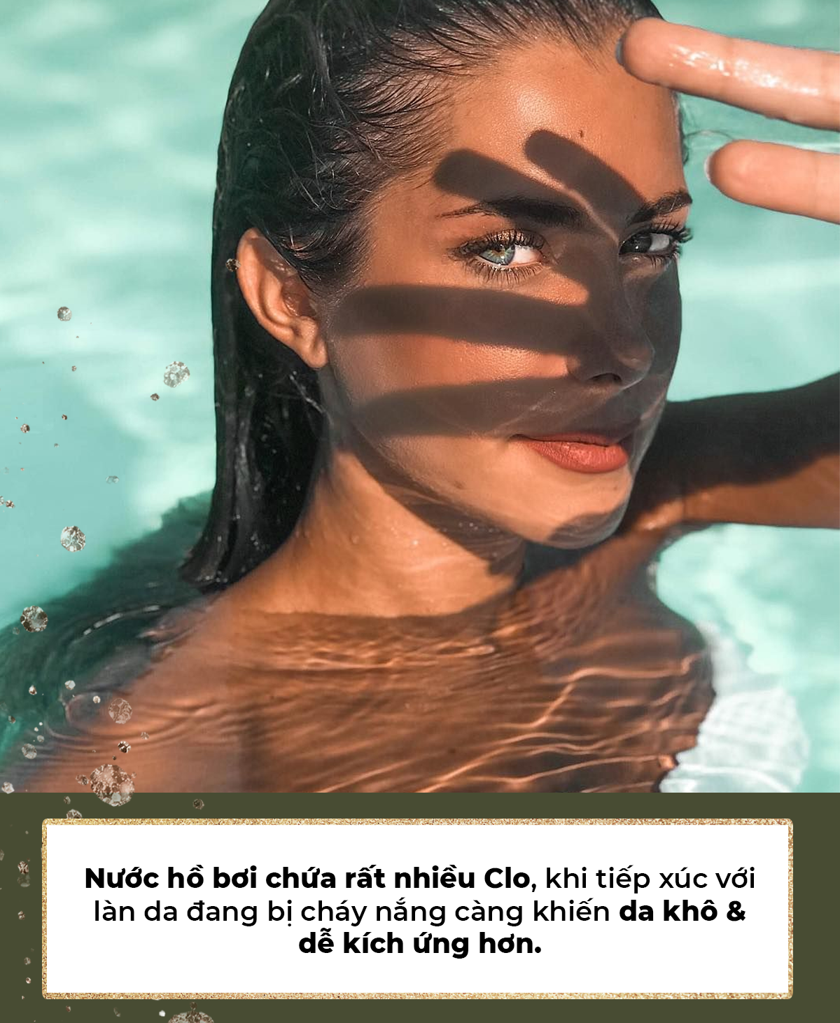 Nước hồ bơi chứa rất nhiều Clo, khi tiếp xúc với làn da đang bị cháy nắng càng khiến da khô & dễ kích ứng hơn. Bài viết hướng dẫn phục hồi da cháy nắng và làm dịu da hiệu quả.