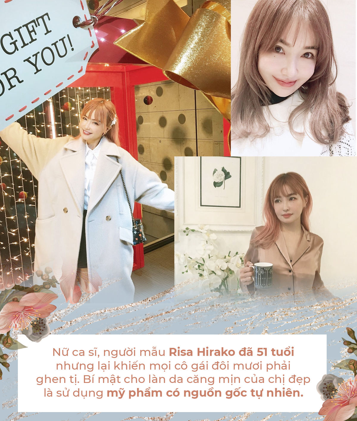 Nữ ca sĩ và người mẫu Risa Hirako, 51 tuổi, gây ấn tượng với làn da căng mịn và sức hút vượt thời gian. Bài viết khám phá bí quyết trẻ hóa làn da, lão hóa ngược của cô cùng 5 quý bà khác như Liu Yelin, Masako Mizutani và Candy Lo.