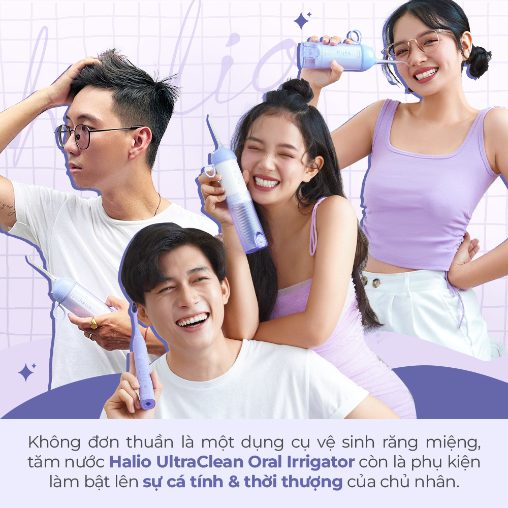 Halio UltraClean Oral Irrigator là tăm nước halio tím mới nhất năm 2022, nổi bật với thiết kế thời trang. Sản phẩm giúp chăm sóc răng miệng hiệu quả, phù hợp cho tín đồ yêu thích cái đẹp và sự tiện lợi.