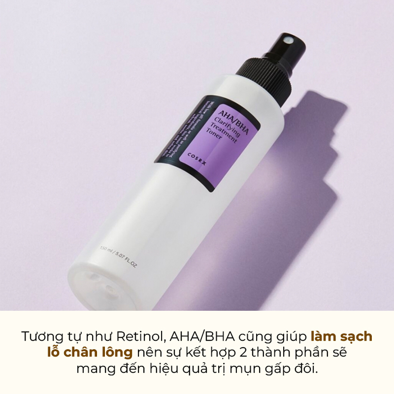 Chai toner AHA/BHA của COSRX, giúp làm sạch lỗ chân lông, là sự kết hợp hoàn hảo với Retinol cho tác dụng làm đẹp. Hãy cùng tìm hiểu lưu ý khi sử dụng retinol để đạt hiệu quả tối ưu cho làn da.