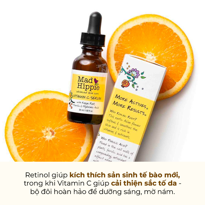 Retinol giúp kích thích sản sinh tế bào mới, trong khi Vitamin C giúp cải thiện sắc tố da - bộ đôi hoàn hảo để dưỡng sáng, mờ nám. Bài viết chia sẻ lưu ý khi sử dụng retinol, mẹo dùng retinol không kích ứng và những thành phần kết hợp cùng retinol hiệu quả.