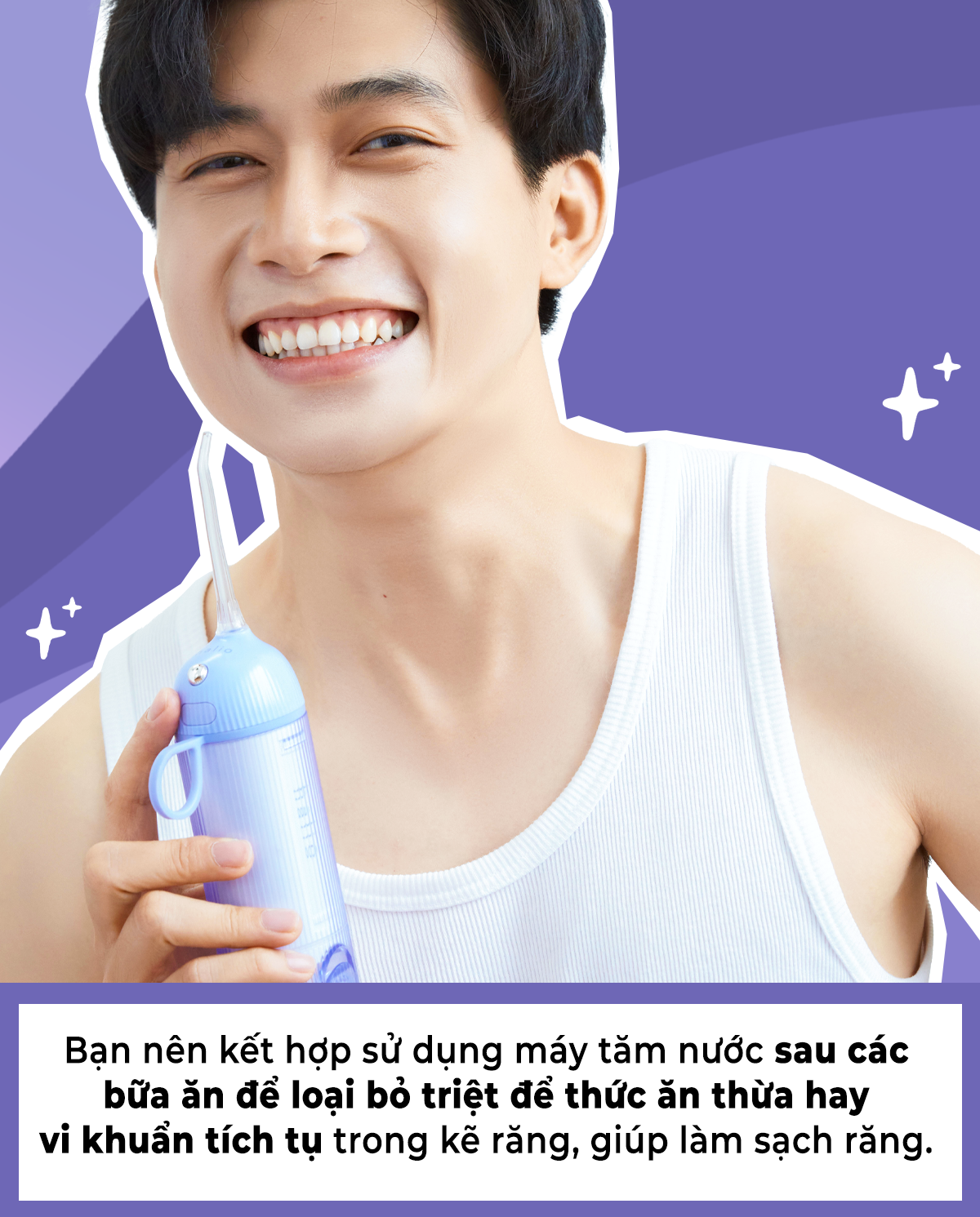 Kết hợp máy tăm nước Halio UltraClean sau khi ăn giúp loại bỏ thức ăn thừa và vi khuẩn, ngăn ngừa các sai lầm khi dùng tăm nước để đạt hiệu quả chăm sóc răng miệng tối ưu.
