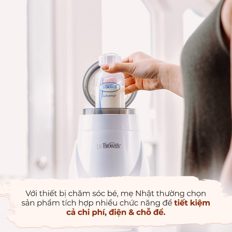 Mẹ Nhật chia sẻ mẹo tiết kiệm khi nuôi con bằng cách lựa chọn thiết bị chăm sóc tích hợp đa chức năng giúp tiết kiệm chi phí, điện và chỗ để trong gia đình.