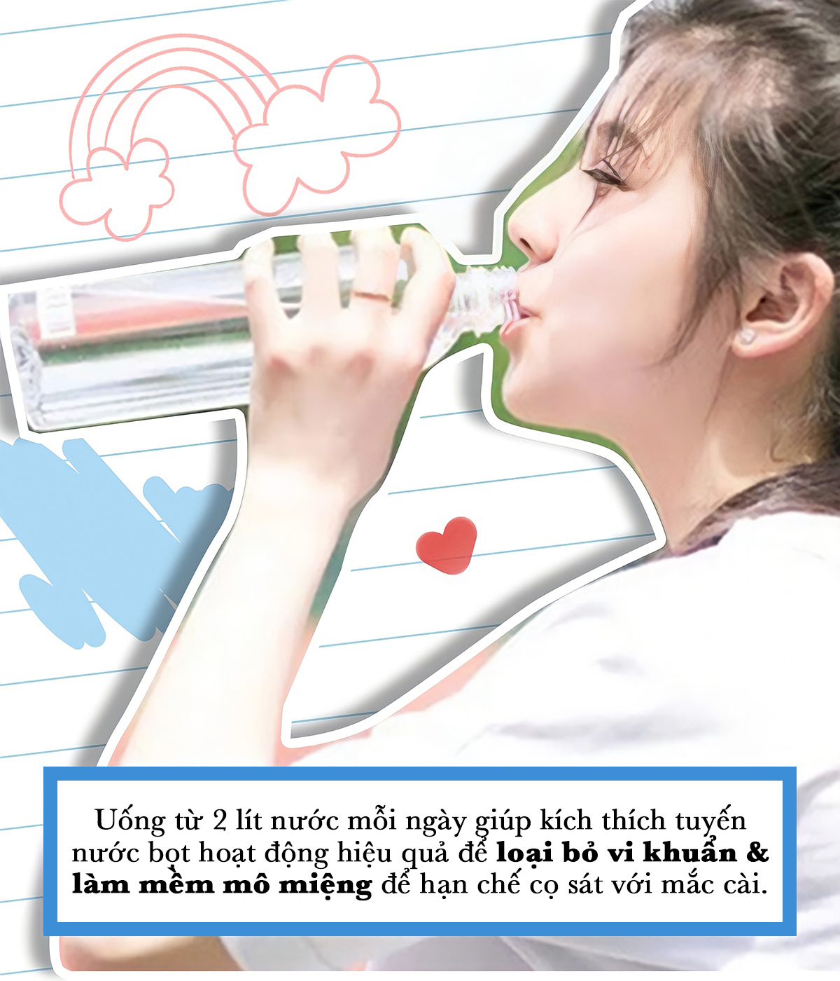 Uống từ 2 lít nước mỗi ngày giúp kích thích tuyến nước bọt hoạt động hiệu quả để loại bỏ vi khuẩn & làm mềm mô miệng để hạn chế cọ sát với mắc cài. Bài viết này chia sẻ 5 lưu ý cho những ai đang niềng răng, giúp giữ hơi thở thơm mát và ngăn ngừa các vấn đề thường gặp khi niềng.