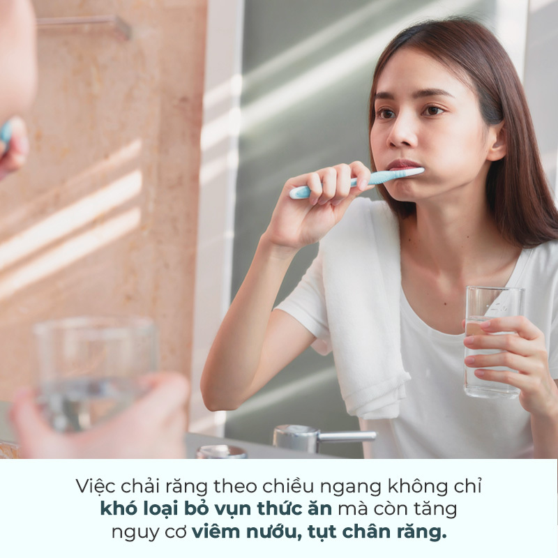 Việc chải răng theo chiều ngang không chỉ khó loại bỏ vụn thức ăn mà còn tăng nguy cơ viêm nướu, tụt chân răng. Bài viết nêu rõ 5 sai lầm vệ sinh răng miệng phổ biến, giúp người Việt cải thiện thói quen bảo vệ sức khỏe răng miệng.